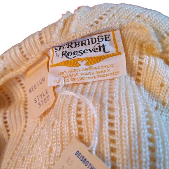 NOS Vintage Cream Hoodie Cardigan Sweater Size S/M - Picture 3 of 6